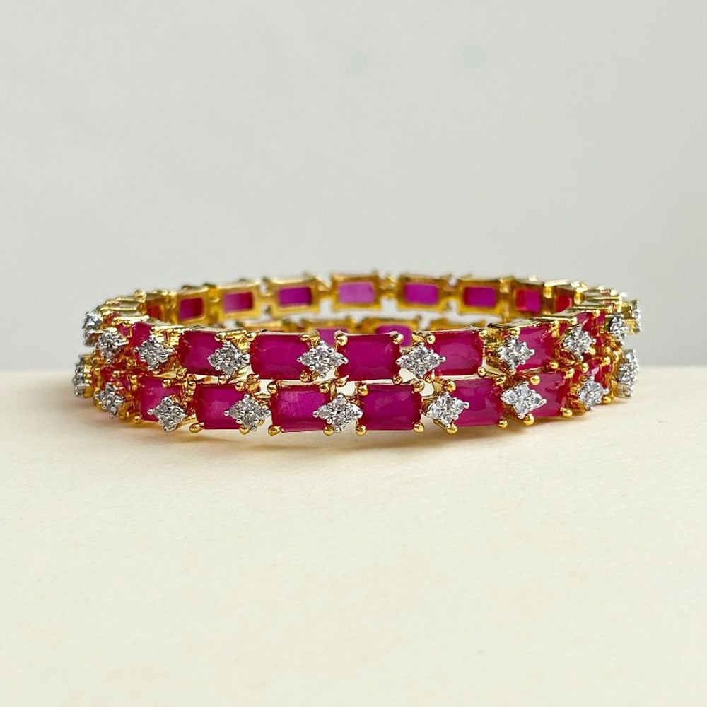 Handmade Brass Metal Jewellery Pink Stone Bangles